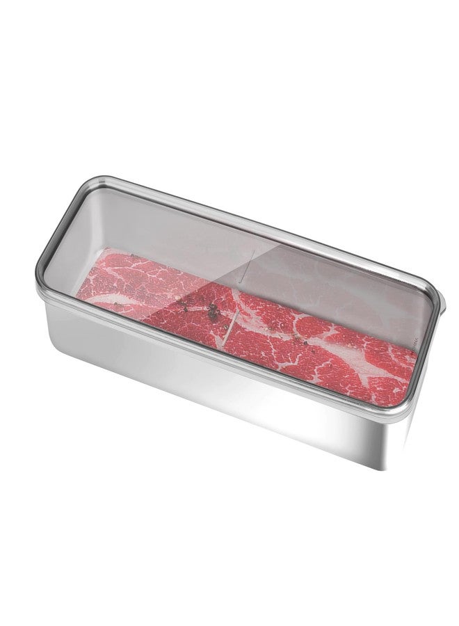 Maxracy Food Storage Container, 304 Stainless Steel Bacon Container for Refrigerator, Deli Meat Keeper Fridge Storage (1PCS Bacon Container- 34 FL OZ) - Image 1